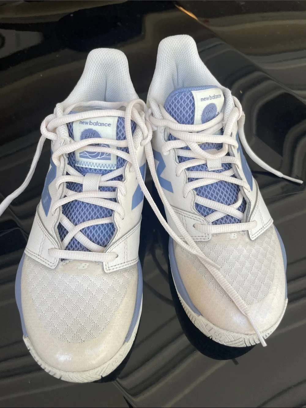 New Balance White and Light Blue Women's Athletic Sneakers